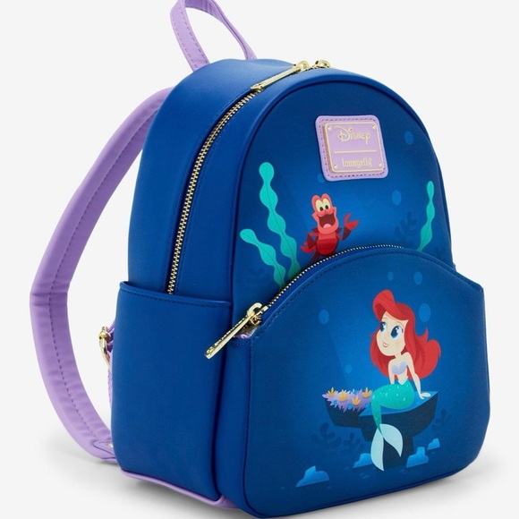 Loungefly Disney Little Mermaid Ariel & Sebastian Mini Backpack - Picture 2 of 6